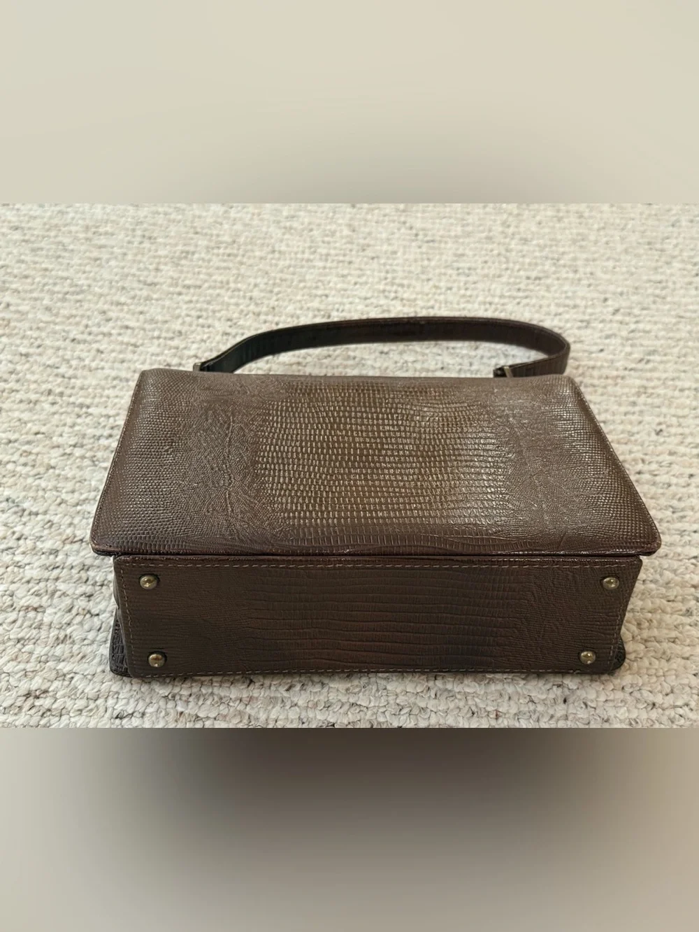 Classic vintage Mam’Selle Original New York  Brown Lizard-Textured Top-Handle